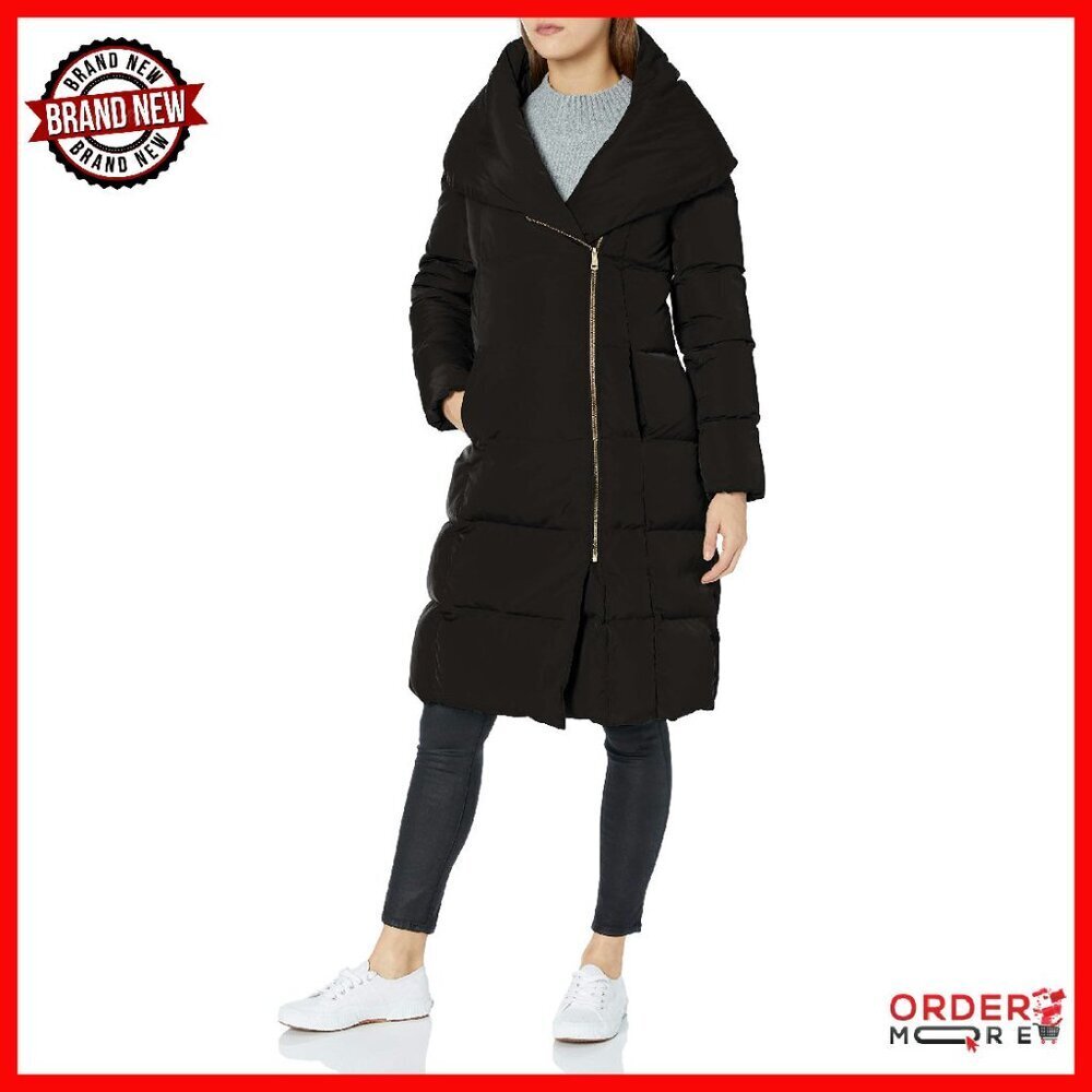 Women's Down Coat with Hood, Taffeta, Bib Front, Warm Winter Jacket